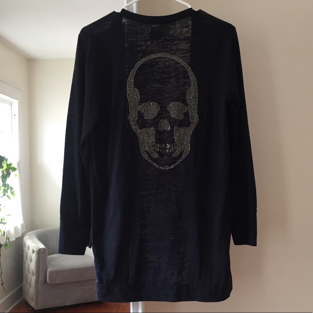 E.vil skull cardigan, black, M, cotton